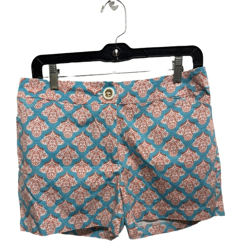 Skirtin Around Blue Orange Preppy Cotton Chino Shorts Size 6 Boating Southern